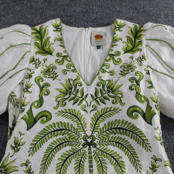 Farm Rio Dress Womens Small Milani Printed Linen Mini Tropical Boho Chic Playful - Picture 5 of 15